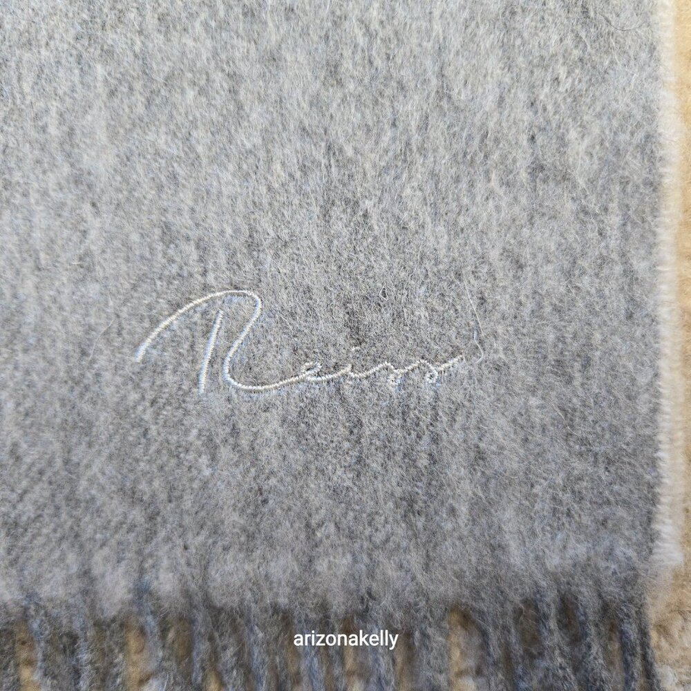 NWOT Reiss Cashmere Fringed Scarf 2-tone Grey - Picture 9 of 10